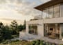 design modern villa facade with infinity pool and 3d rendering